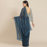 Teal Green Striped Saree